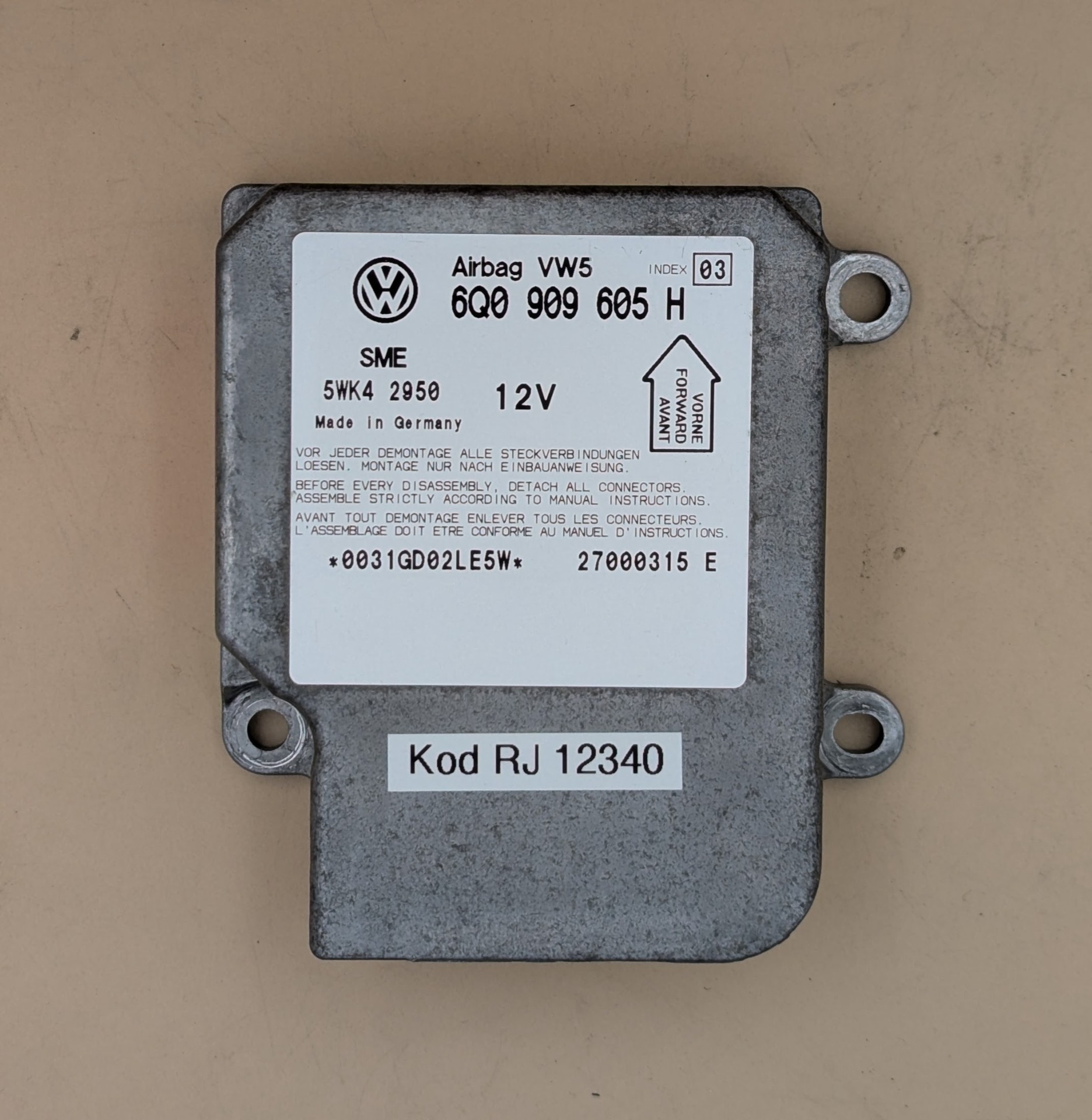 Riadiaca jednotka airbagov Škoda Fabia I